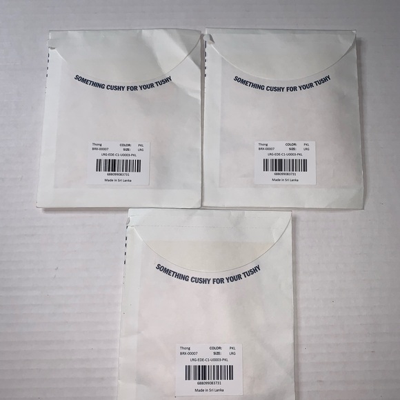 SET OF 3 HARPER WILDE No-Show Raw Edge Thong Panty. Large. Color:Pink (Nude) - Picture 15 of 15